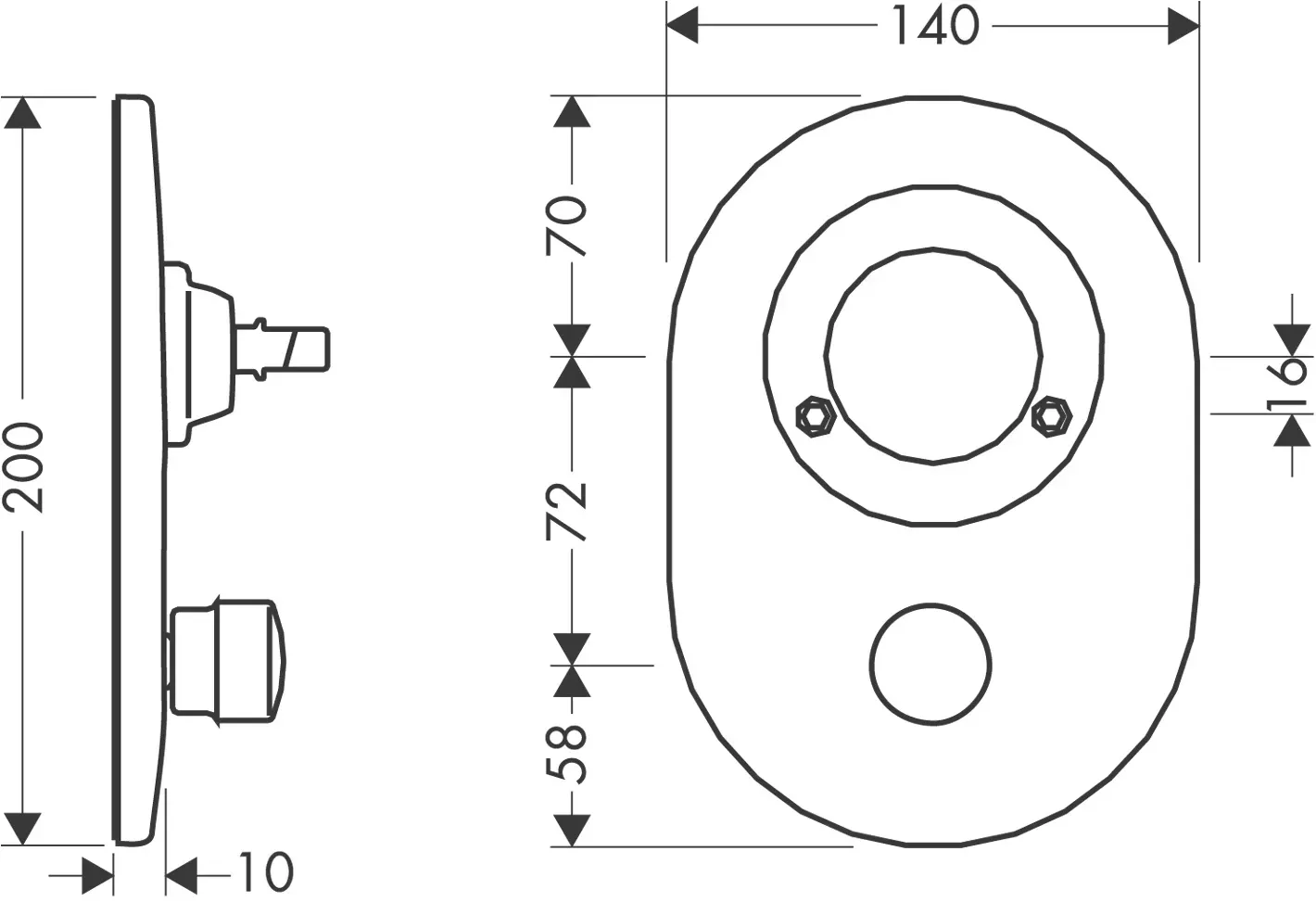 HG Umrüstset Wannenmischer Unterputz Lochabstand 72 mm chrom ( )