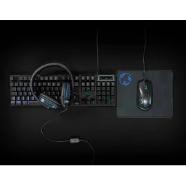 Nedis Gaming Combo Kit Tastatur, Maus und Mauspad - Schwarz (GCK51110BKUS)