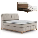 Roller Boxspringbett - light grey - H3/4 - Bettkasten - 180x200 cm