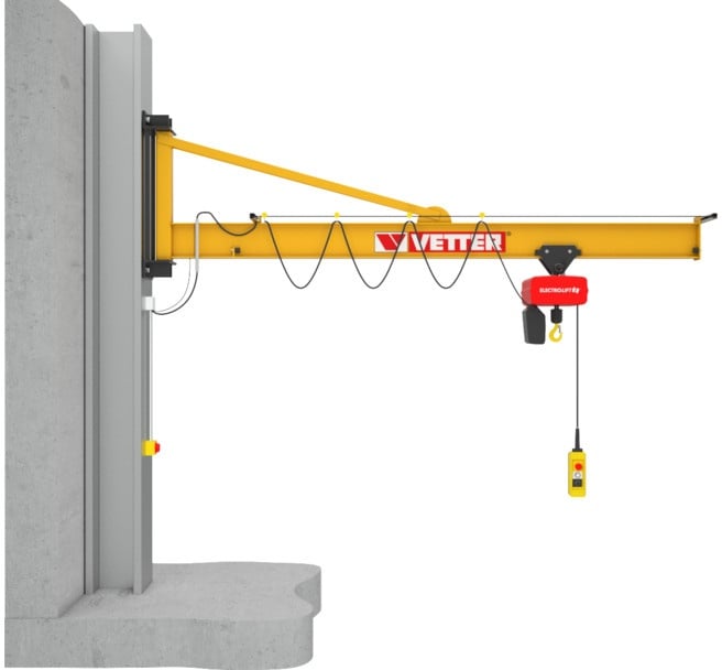 Vetter Wandschwenkkran PRAKTIKUS + Standard-Lagerkonsole + Elektrokettenzug 125kg, 3,0m