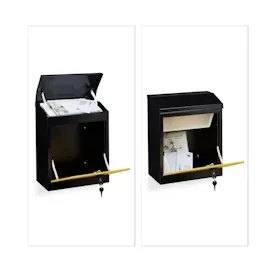 Relaxdays Briefkasten groß schwarz-gelb