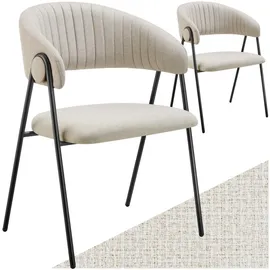Tectake tectake® Armlehnstuhl, Webstoff, gepolstert, schlanke Stahlbeine, 60 x 58 x 85 cm
