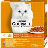 Purina Gourmet Gold Stücke in Sauce Mix (Ente, Forelle, Kaninchen, Kalbfleisch) 8x85g (Rabatt für Stammkunden 3%)