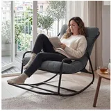 LuxusKollektion Schaukelsessel Schaukelstuhl Papasan Stuhl Stahlrahmen 160kg Dunkelgrau