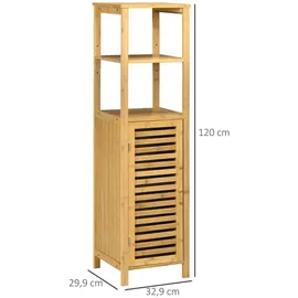 kleankin Badezimmerschrank 29,9 x 120 x 32,9 cm Bambus