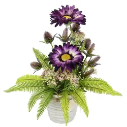 Kunstblume I.GE.A. "Arrangement aus Gerbera im Topf aus Keramik", lila (violett), B:23cm H:36cm L:23cm, Polyester, Kunstpflanzen, Tischgestecke Blumendekoration Seidenblumen Künstliche Blumen