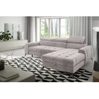 Fun Möbel Ecksofa Schlafsofa Sofa AGNESA XS Stoff Salvador Hellbeige Ottomane Rechts - Beige