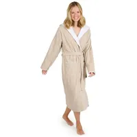 Blumtal Bademantel Damen, mit gefütterter Kapuze, Baumwolle, und samtigen Frottee-Velours, Oeko-TEX® Zertifiziert beige L