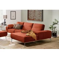 W.SCHILLIG Ecksofa run, Designsofa mit tollem Sitzkomfort, bequem, L-Form, mit elegantem Holzsockel, Füße in Silber matt, Breite 319 cm braun