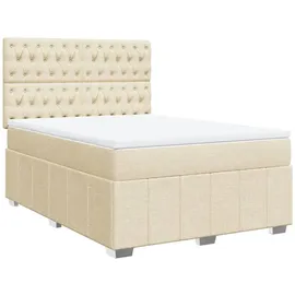 vidaXL Boxspringbett mit Matratze Creme 160x200 cm Stoff - Creme
