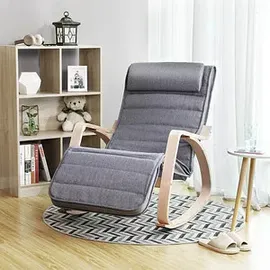 Songmics Schaukelstuhl grau mit verstellbarer Fußstütze 1 St. ergonomisch