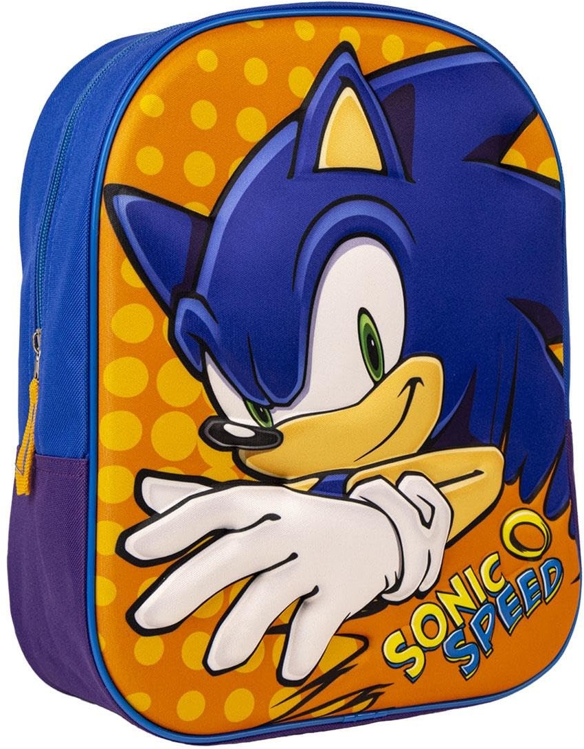 Schulrucksack Sonic - Mit Reißverschluss - 25 x 31 x 10 cm - Kinderrucksack mit 3D-Elementen - Gepolsterter Schultergurt - Original Produkt in Spanien Designed