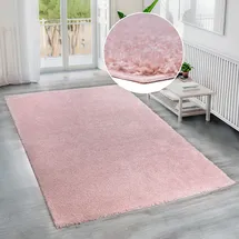 Bruno Banani Hochflor-Teppich BRUNO BANANI "Shaggy Soft" Gr. 2, rosa, B:70cm H:30mm L:140cm, Kunstfaser, Teppiche, gewebt, Uni Farben, besonders weich und kuschelig, Kundenliebling