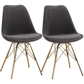 KADIMA DESIGN Esszimmerstuhl Cara-Stoff grau 2er Set