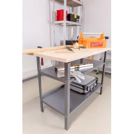 Trendline Werkbank Holz 120 x 60 x 85 cm grau