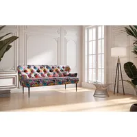 3-Sitzer PLACES OF STYLE Sofas Gr. B/H/T: 193 cm x 97 cm x 87 cm, Jacquard, rosa (rose, rot) 3-Sitzer Sofas mit Knopfheftung,in verschieden Stoffarten