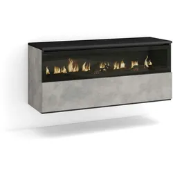 SKRAUT HOME Elektrokamin LED, Realistischer Flammeneffekt, 102x45x35cm, 1 Öffnung, 1 Tür, Elektrischer Kamin, Hängend, Farbe Zementgrau - 79_4