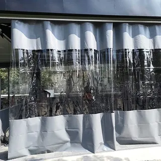 Transparent Planenvorhang Außen,Schwerlast Wasserdichte Pvc Planen Seitenteil Mit Ösen,Durchsichtige Planen Trennvorhänge Regenvorhang Für Pergola,Veranda,Pavillon,Terrasse,W×H-2×2m(6.6*6.6ft)