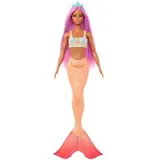 Barbie Puppe Meerjungfrau, ab 3 Jahre, mit orangefarbener Schwanzflosse, 30 cm
