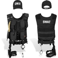 normani Polizei-Kostüm SWAT/POLICE/SECURITY Kostüm Karneval, Einsatzkostüm Agentenkostüm SWAT FBI POLICE SECURITY Faschingskostüm schwarz 3XL/Links - 3XL/Links