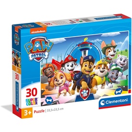 CLEMENTONI 20263 Supercolor Paw Patrol – Puzzle 30 Teile ab 3 Jahren, buntes Kinderpuzzle mit besonderer Leuchtkraft & Farbintensität, Geschicklichkeitsspiel für Kinder