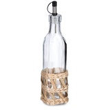 Zeller 19581 Essig-/Ölflasche "Boho", 280 ml, Glas, ca. Ø 6,2 x 24,5 cm, Tischdeko Strohgeflecht, Oelausgießer mit Verschlusskappe ...