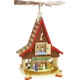 Richard Glaesser Weihnachtspyramide Adventshaus Christi Geburt bunt, 53 cm, #09080, Handwerkskunst original Erzgebirge