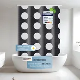 Rapid Teck® Halb-Kassetten Duschrollo 100cm | stilvolles Design Loca Moon | Duschvorhang mit Seilzug | Modernes Duschrollo für Badewanne | Duschrollo für Dusche und kleine Bäder