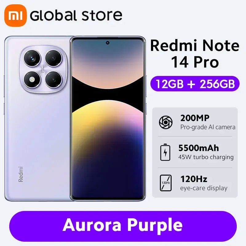 Weltpremiere Globale Version Xiaomi Redmi Note 14 Pro 4G Smartphone 200 MP AI Kamera MediaTek Helio G100-Ultra 6,67