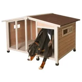 Kerbl Hundehütte Overview, Hundehaus, 134x92x82cm, Holz, Kunststoff, Plexiglas, Hunde, wetterfestes Dach, 2 Schiebefenster
