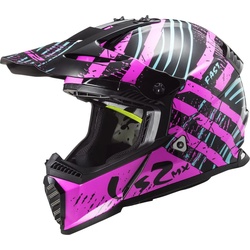 LS2 MX437 Fast Evo Verve Motocross Helm, schwarz-pink, Größe 3XL für Männer