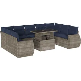 vidaXL Gartensofa-Set 10-tlg. grau Polyrattan