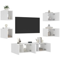 vidaXL TV-Schrank 6-tlg. Wohnwand mit LED-Beleuchtung Weiß Holzwerkstoff (1-St) weiß vidaXL