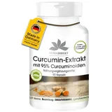 Curcuma (Kurkuma) Kapseln - Curcumin Extrakt mit schwarzem Pfeffer - 90 Kapseln - 1425mg Curcuminoide pro Tagesdosis - hochdosiert - vegan | HERBADIREKT - Deutsche Apothekenqualität