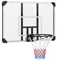 sportnow Basketballkorb mit Rückwand, Outdoor Basketballbrett mit Ø45 cm Stahlkorb und Netz, Wandmontage, für Jugendliche Erwachsene, Weiß