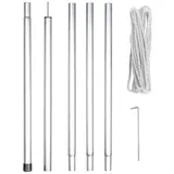 Perel Befestigungsset mit Stange, Seil und Heringen Metall 250 cm Silber
