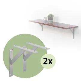 ML-Design 4 Stück Regalhalterung 240x240 mm, Silber, Aluminium, Schwebende Regalhalterungen, Regalwinkel, Wandhalterung für Regalbrett,