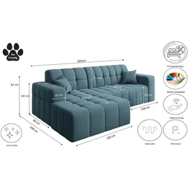Kaiser Ecksofa L-förmiges Nimes-Eckmöbel links/rechts Blau Rechts