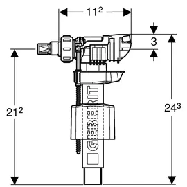 Geberit Typ 380 Füllventil Wasseranschluss seitlich, 3/8", Nippel aus Messing