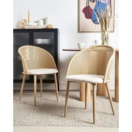 Beliani Esszimmerstuhl 2er Set Metall Hellbeige
