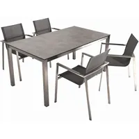 Garden Pleasure Sitzgruppe Sienna grau, silber Kunststoff, Metall, 5-teilig