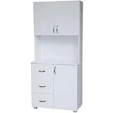 Hti-Living Küchenschrank Weiß Blanca 80 x 180 x 40 cm Weiß
