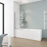 Schulte Home Schulte Duschwand, 80 x 140 cm, 5 mm Sicherheitsglas Wave Chromoptik, Duschabtrennung für Badewanne - Silber