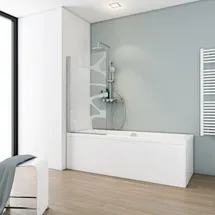 Schulte Home Schulte Duschwand, 80 x 140 cm, 5 mm Sicherheitsglas Wave Chromoptik, Duschabtrennung für Badewanne - Silber