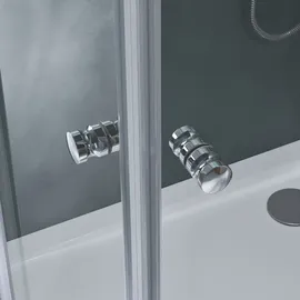 mai & mai Duschkabine mit Doppel-Schiebetür Duschtür 80x80cm Eckeinstieg Echtglas Lotuseffekt ESG-Sicherheitsglas Ravenna16k