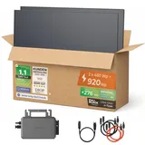 Solarway® Balkonkraftwerk 800W mit 920Wp Solarmodulen – Komplettset mit Hoymiles HiFlow 800 Wechselrichter – 2× 460W bifaziale Black Solarpanels – Mini PV Anlage für Steckdose inkl. Zubehör