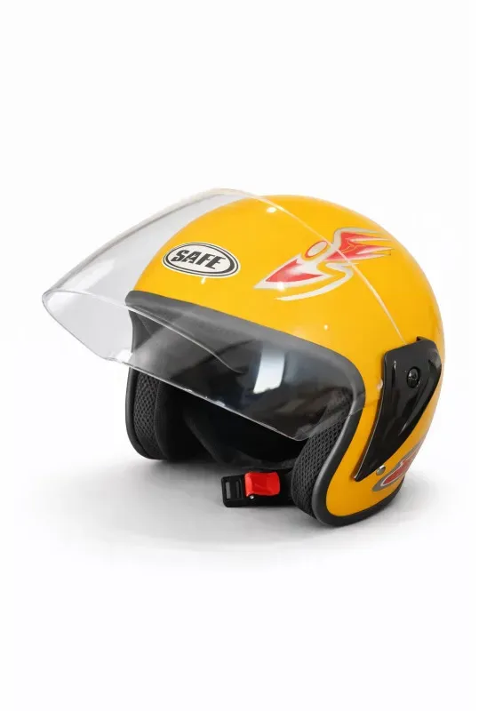 Helm mit Visier für Motorrad, Roller, ATV - Größe M/L, Gelb metallic