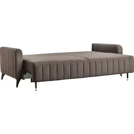 exxpo - sofa fashion Schlafcouch Mikrovelours 3-Sitzer Braun