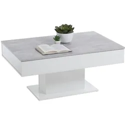 FMD Couchtisch Betongrau und Weiß