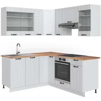 Vicco Eckküche Weiß Landhaus/Weiß 160 x 190 cm, AP